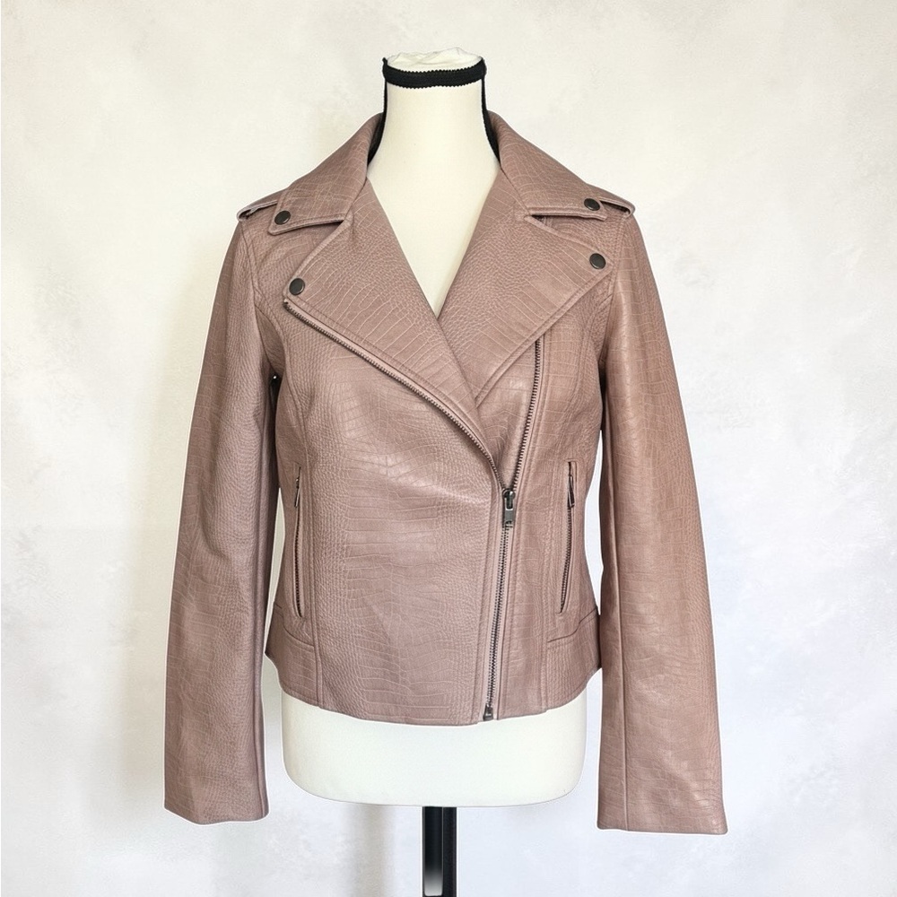 B.B Dakota Taupe Vegan Leather Moto Jacket - Size Small - NEW - Picture 5 of 10